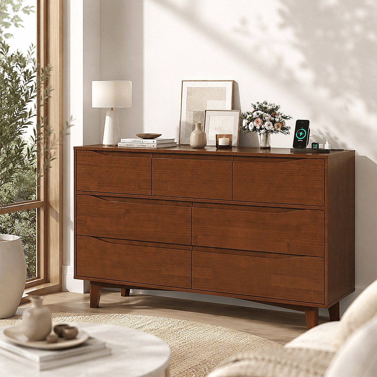 7 Drawer Dresser Wood Chest of Drawers