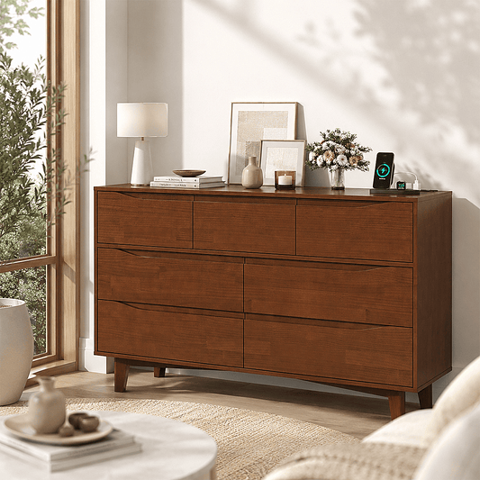 7 Drawer Dresser Wood Chest of Drawers