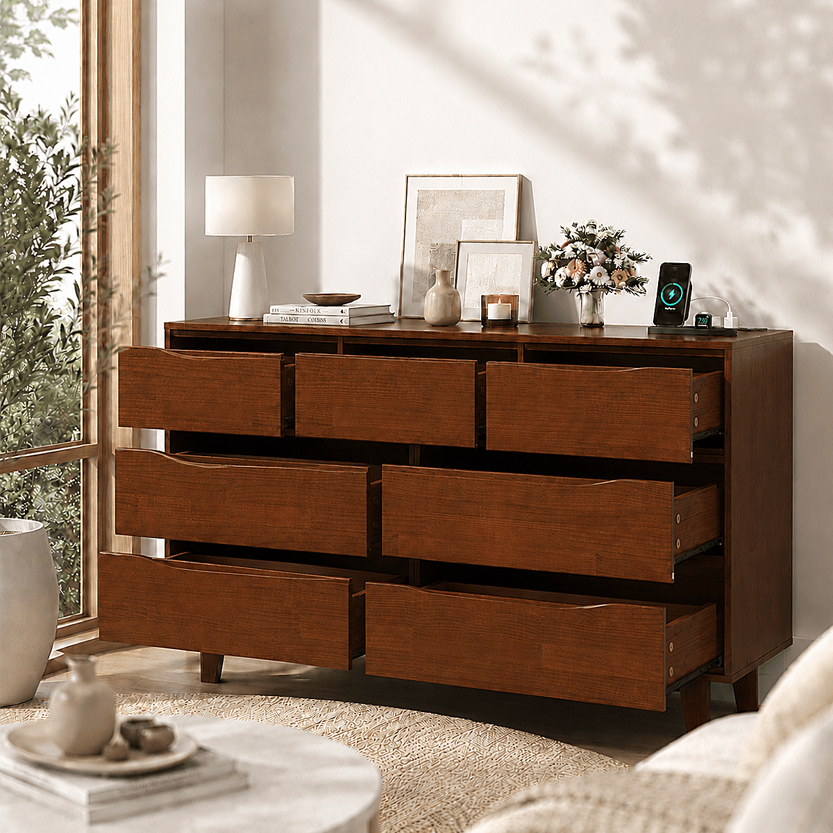 7 Drawer Dresser Wood Chest of Drawers