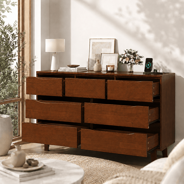 7 Drawer Dresser Wood Chest of Drawers