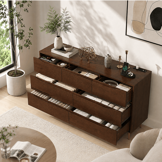 7 Drawer Dresser Wood Chest of Drawers