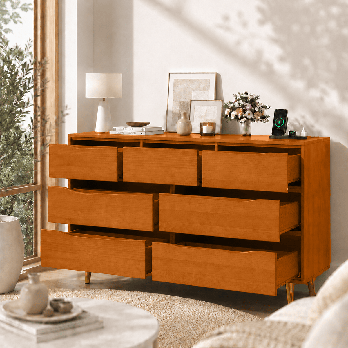 7 Drawer Dresser Wood Chest of Drawers