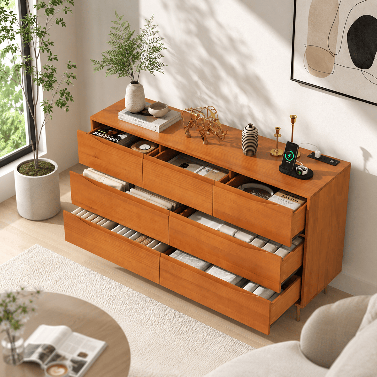 7 Drawer Dresser Wood Chest of Drawers