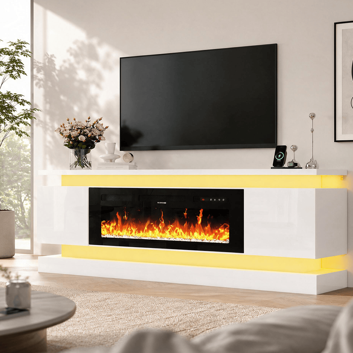 71"/ 81" Modern Electric Fireplace TV Stand Entertainment Center
