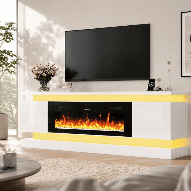 71"/ 81" Modern Electric Fireplace TV Stand Entertainment Center