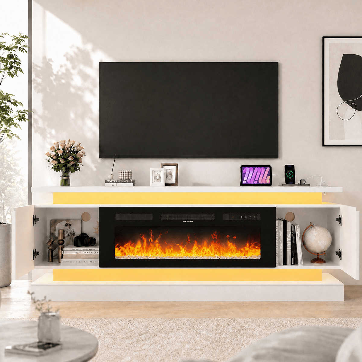 71"/ 81" Modern Electric Fireplace TV Stand Entertainment Center