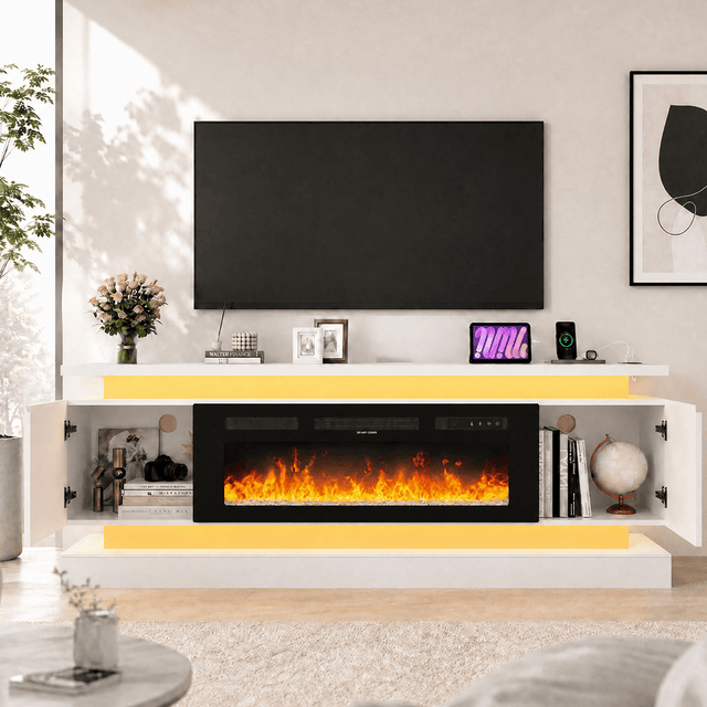 71"/ 81" Modern Electric Fireplace TV Stand Entertainment Center