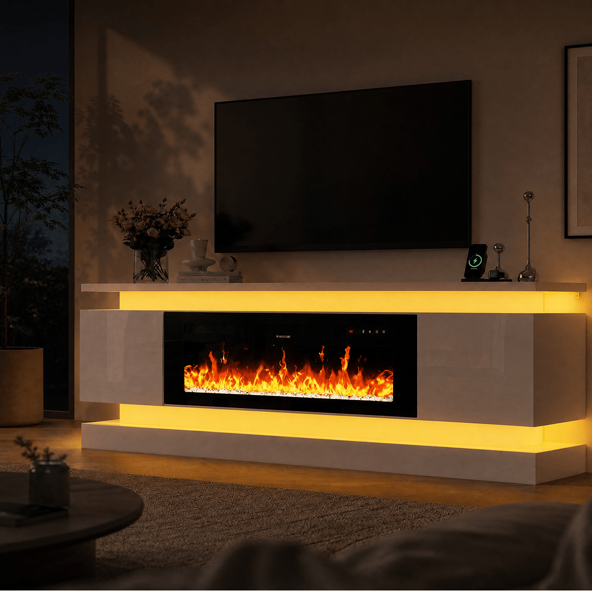 71"/ 81" Modern Electric Fireplace TV Stand Entertainment Center