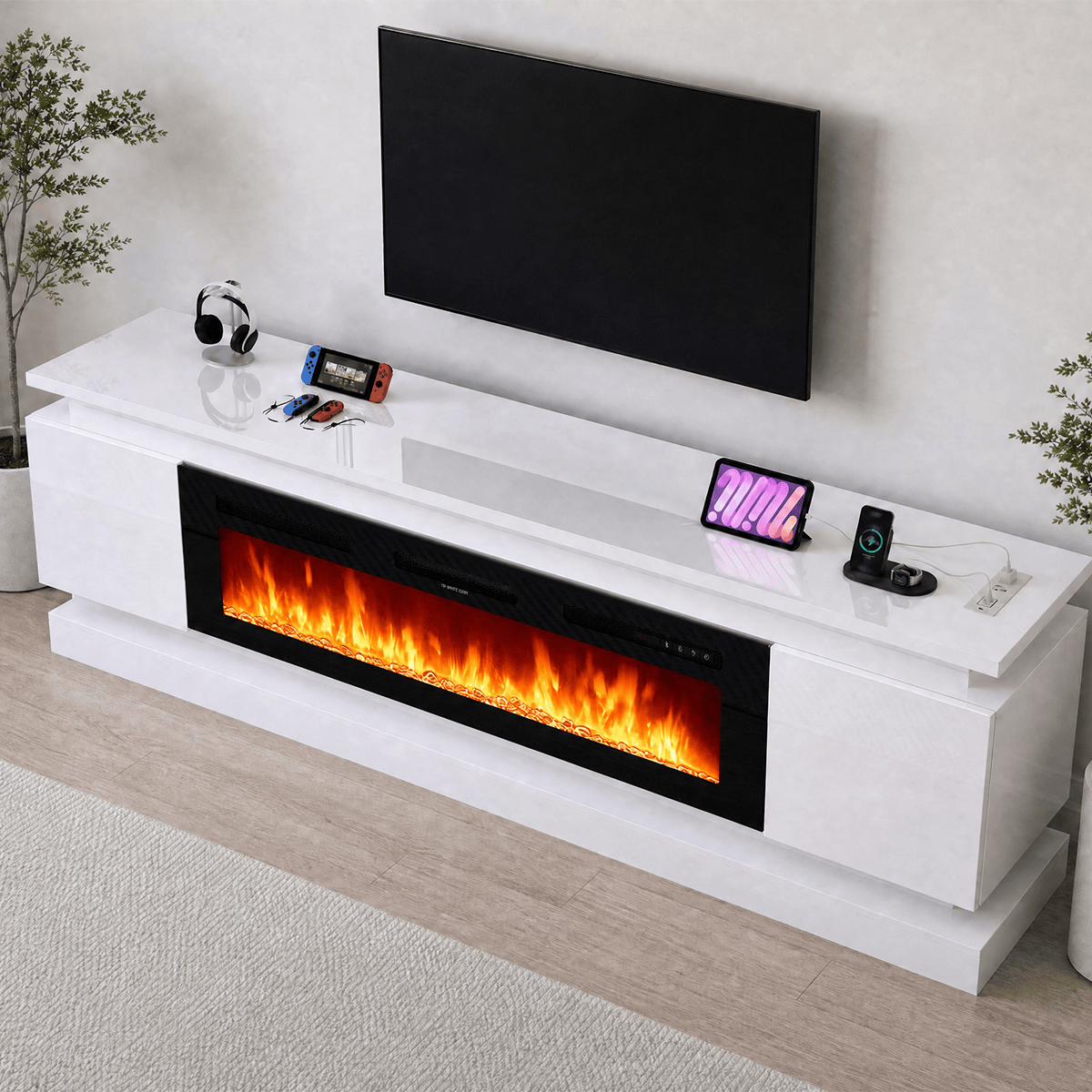 71"/ 81" Modern Electric Fireplace TV Stand Entertainment Center
