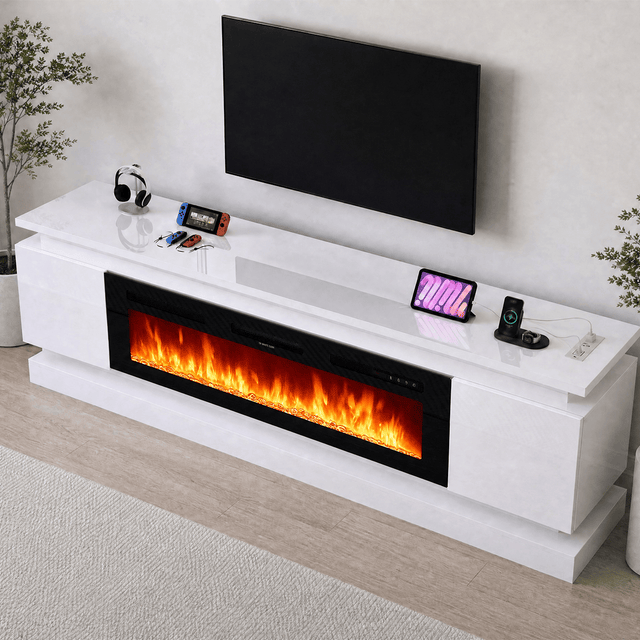 71"/ 81" Modern Electric Fireplace TV Stand Entertainment Center