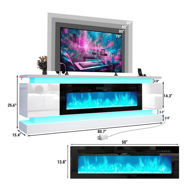 71"/ 81" Modern Electric Fireplace TV Stand Entertainment Center