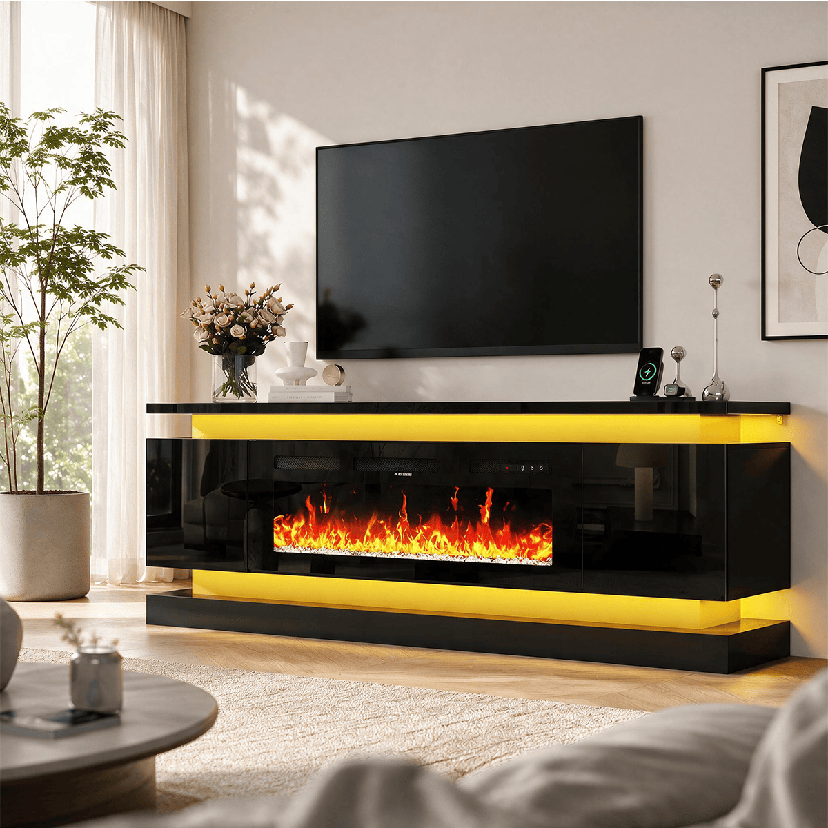 71"/ 81" Modern Electric Fireplace TV Stand Entertainment Center