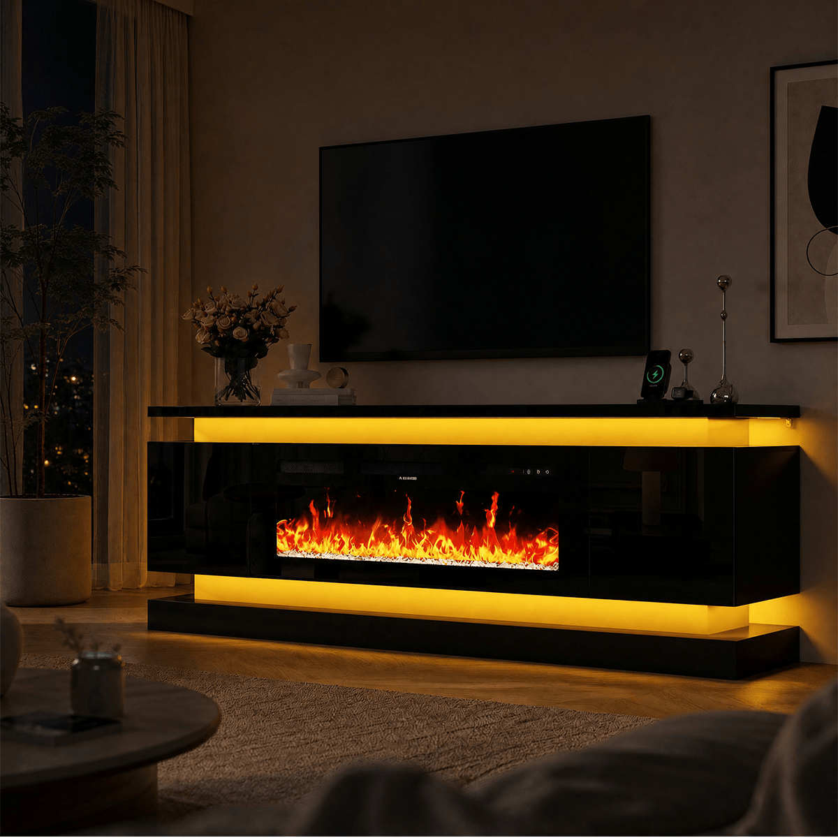 71"/ 81" Modern Electric Fireplace TV Stand Entertainment Center