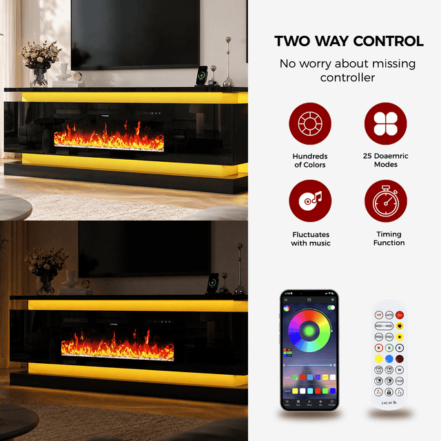 71"/ 81" Modern Electric Fireplace TV Stand Entertainment Center