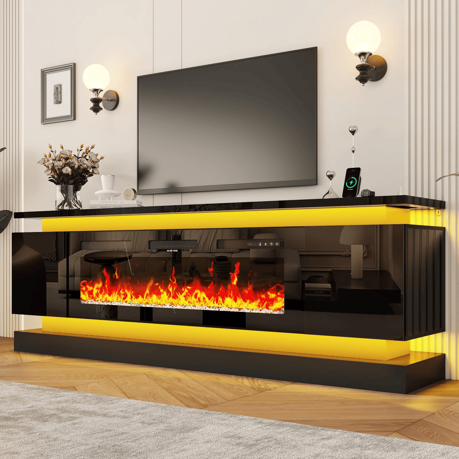 71"/ 81" Modern Electric Fireplace TV Stand Entertainment Center