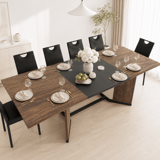86" Extendable Rectangle Wood Kitchen Dining Table