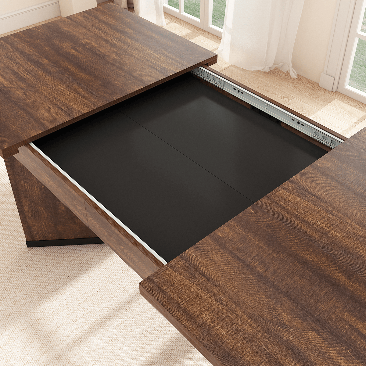 86" Extendable Rectangle Wood Kitchen Dining Table