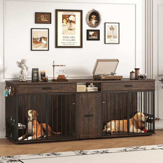 87" Modern Dog Crate TV Stand Dog Kennel Furniture