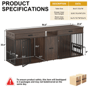 87" Modern Dog Crate TV Stand Dog Kennel Furniture