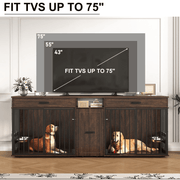 87" Modern Dog Crate TV Stand Dog Kennel Furniture
