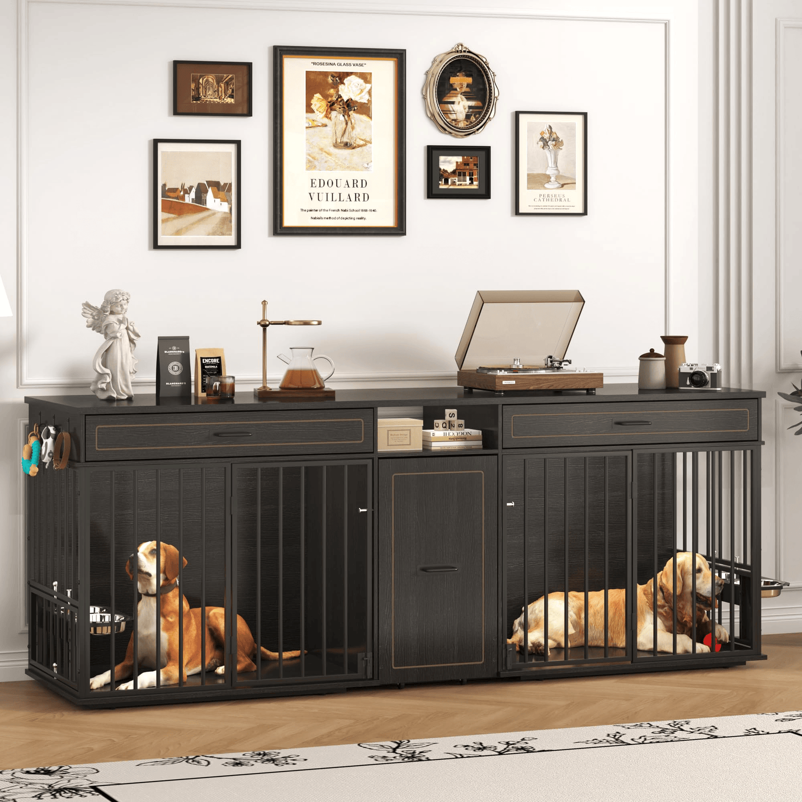 87" Modern Dog Crate TV Stand Dog Kennel Furniture