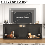 87" Modern Dog Crate TV Stand Dog Kennel Furniture