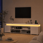 High Gloss Black LED TV Stand with Power Outlets & RGB Lights