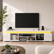 High Gloss Black LED TV Stand with Power Outlets & RGB Lights