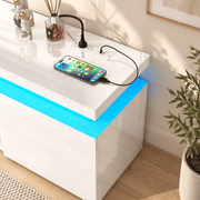 High Gloss Black LED TV Stand with Power Outlets & RGB Lights