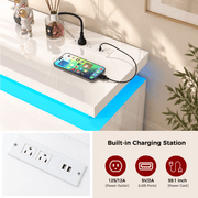 High Gloss Black LED TV Stand with Power Outlets & RGB Lights