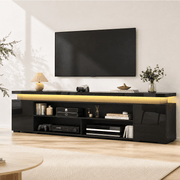 High Gloss Black LED TV Stand with Power Outlets & RGB Lights