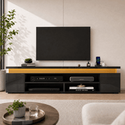 High Gloss Black LED TV Stand with Power Outlets & RGB Lights