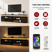 High Gloss Black LED TV Stand with Power Outlets & RGB Lights