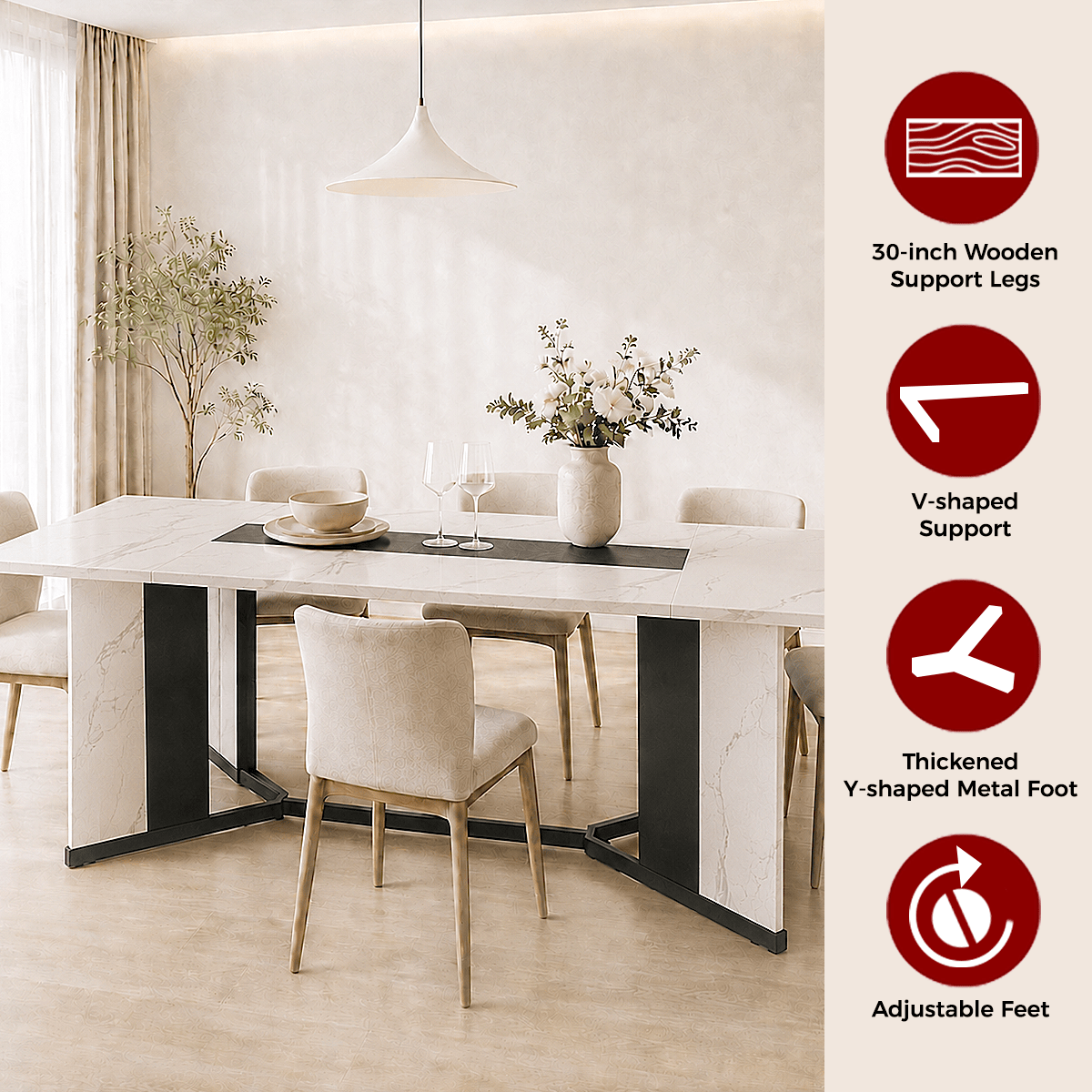 71"/ 78"/ 94" Rectangle Wood Kitchen Dining Room Table
