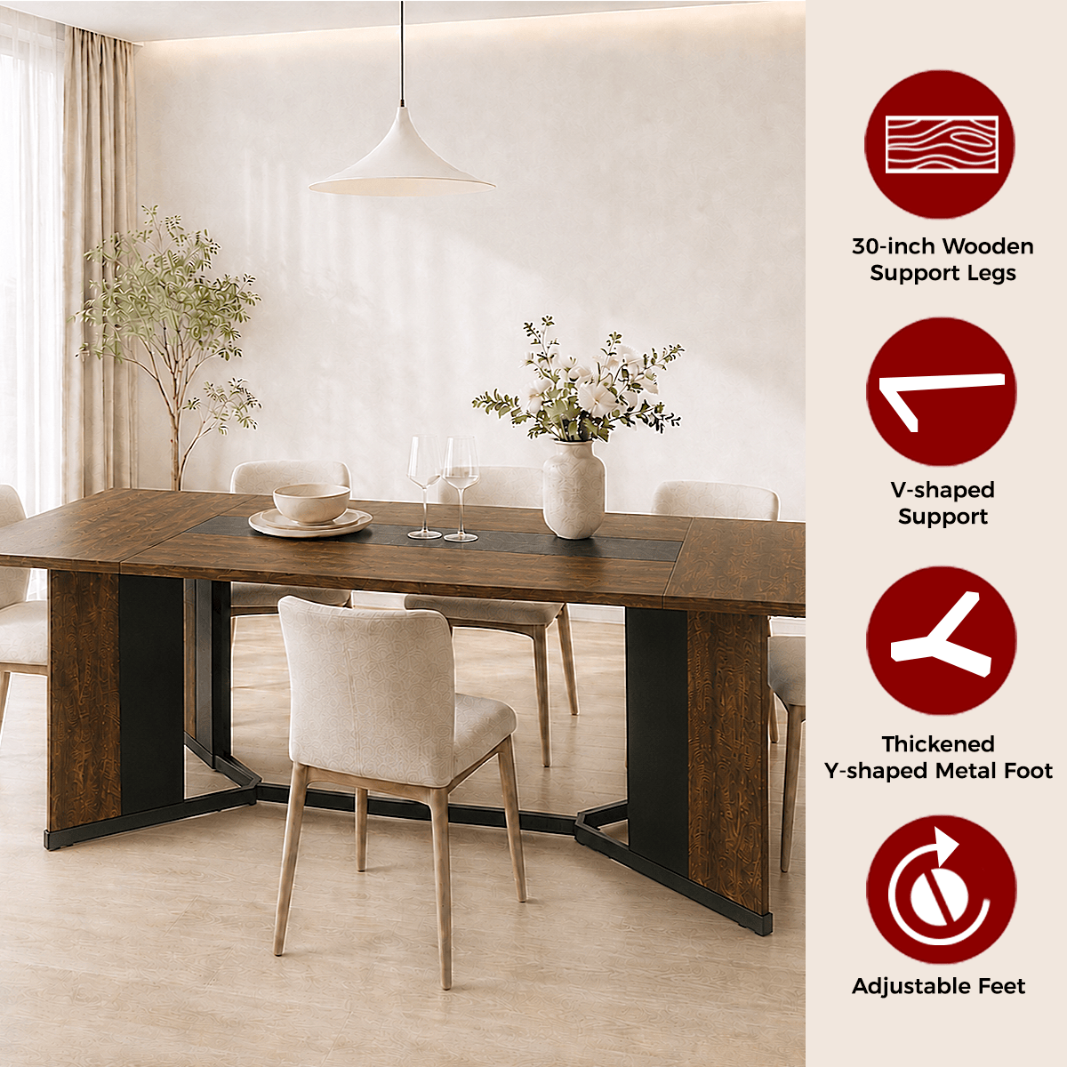 71"/ 78"/ 94" Rectangle Wood Kitchen Dining Room Table