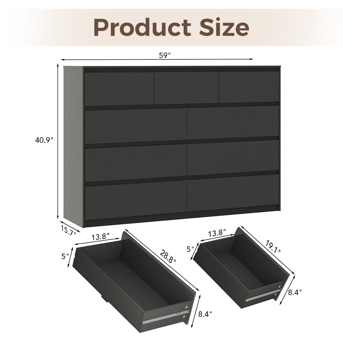 7/ 9/ 10/ 12 /18  Drawer Dresser Modern Chest of Drawers