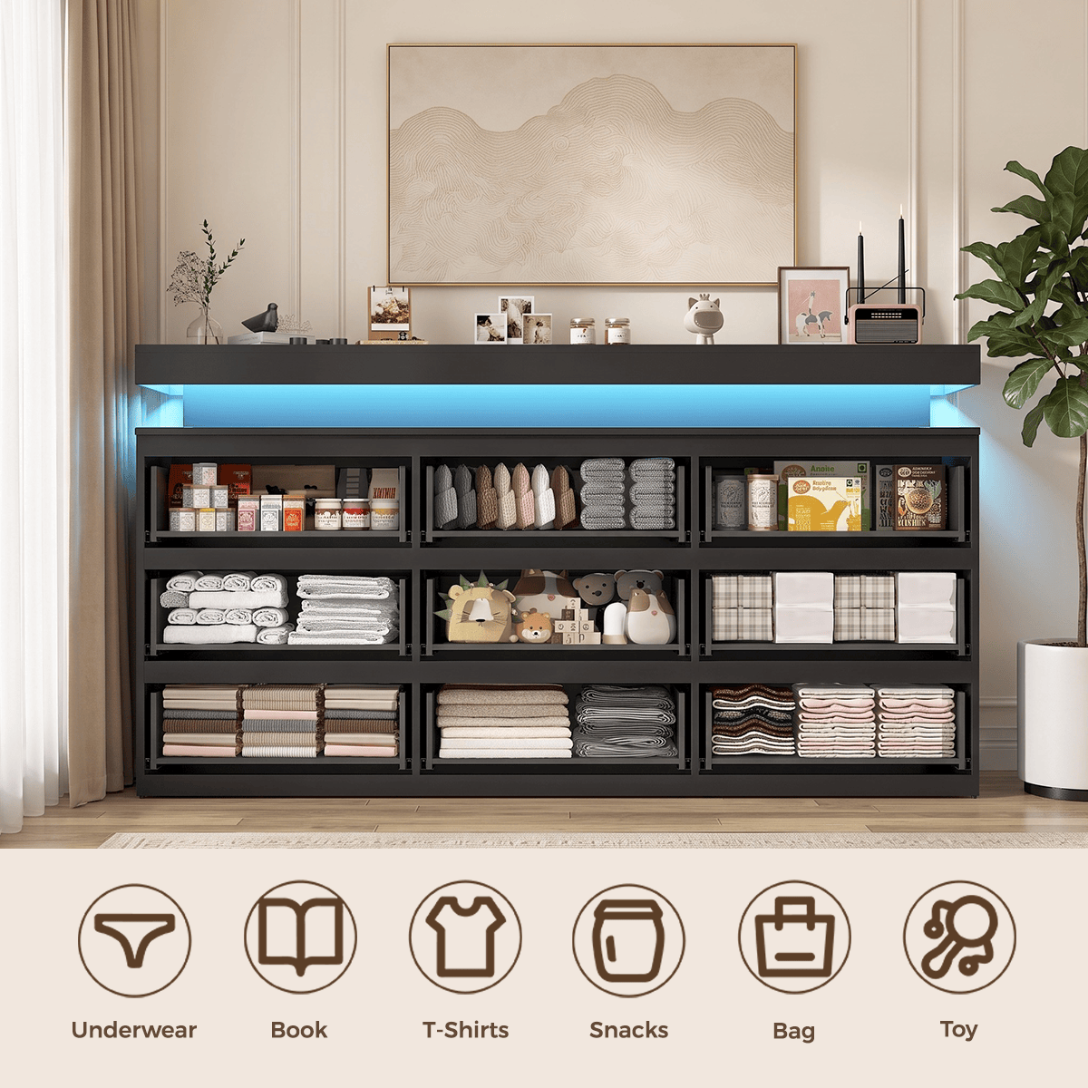 9 Drawer Dresser Modern Chest of Drawers