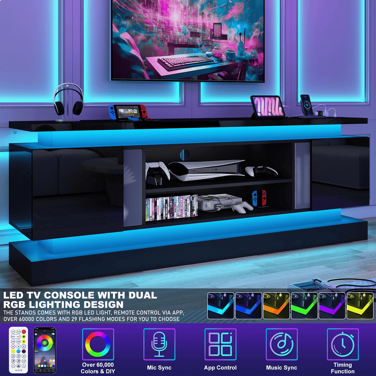 71"/ 81" Modern Electric Fireplace TV Stand Entertainment Center
