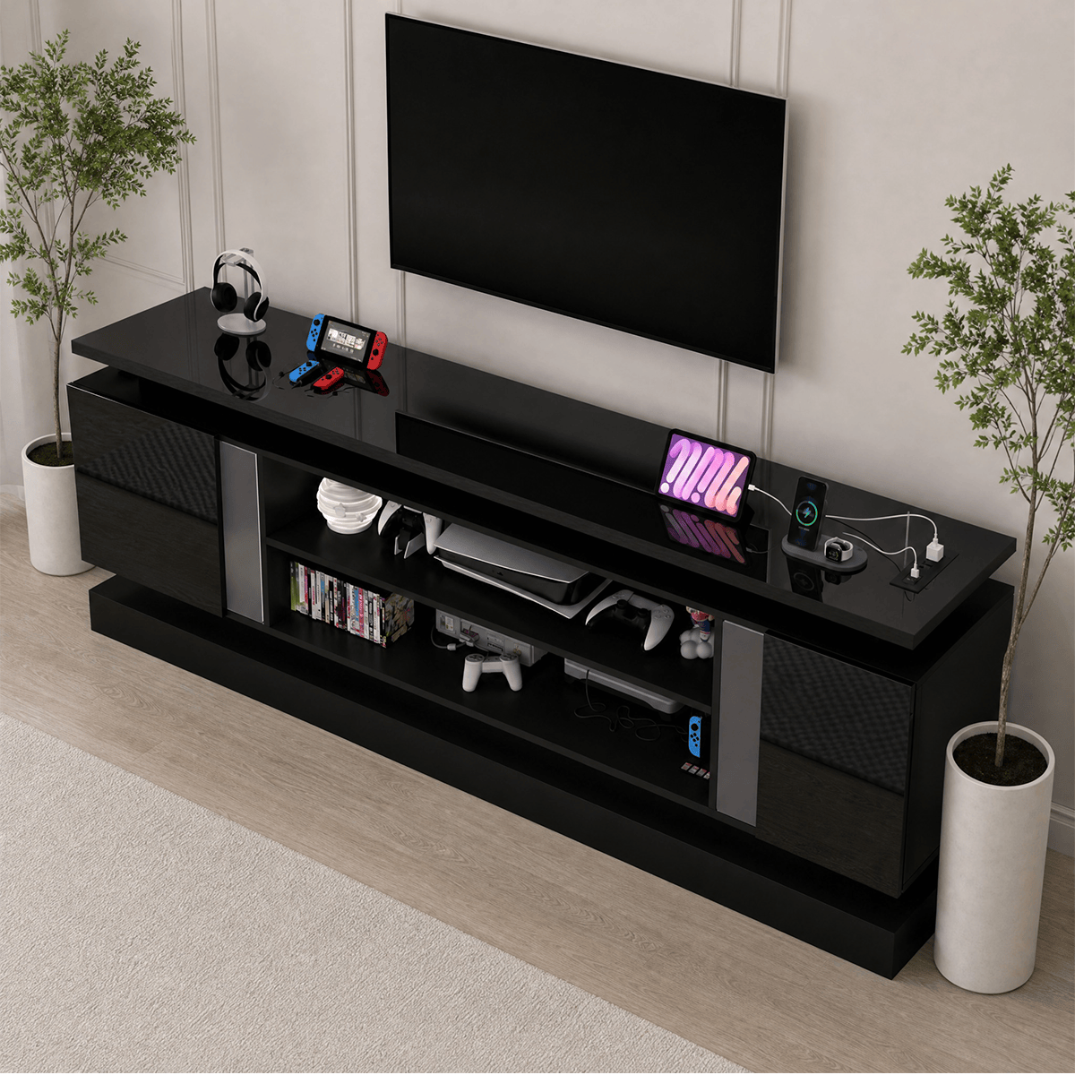 71"/ 81" Modern Electric Fireplace TV Stand Entertainment Center