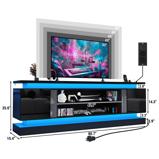 71"/ 81" Modern Electric Fireplace TV Stand Entertainment Center