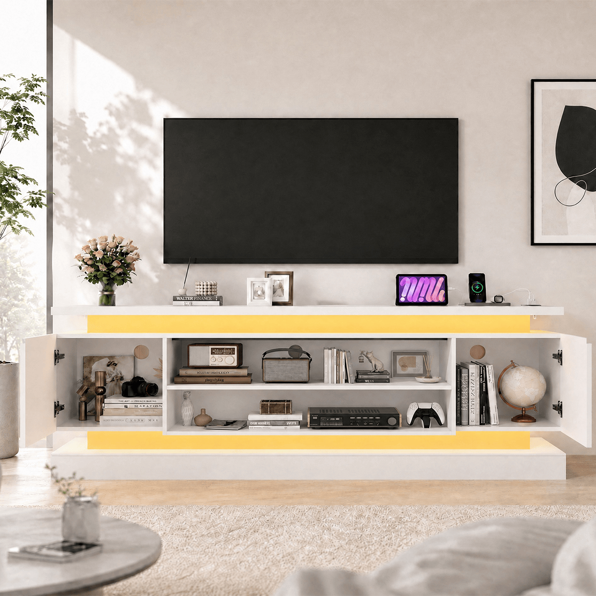 71"/ 81" Modern Electric Fireplace TV Stand Entertainment Center