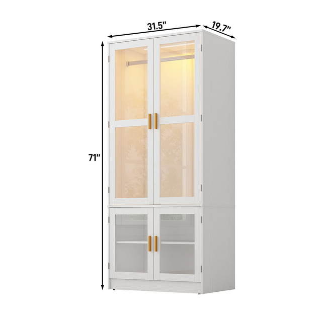 4 Doors Armoire Wardrobe Closet Freestanding