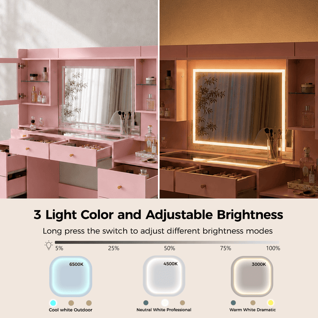 62" Large Modern Makeup Vanity Desk
