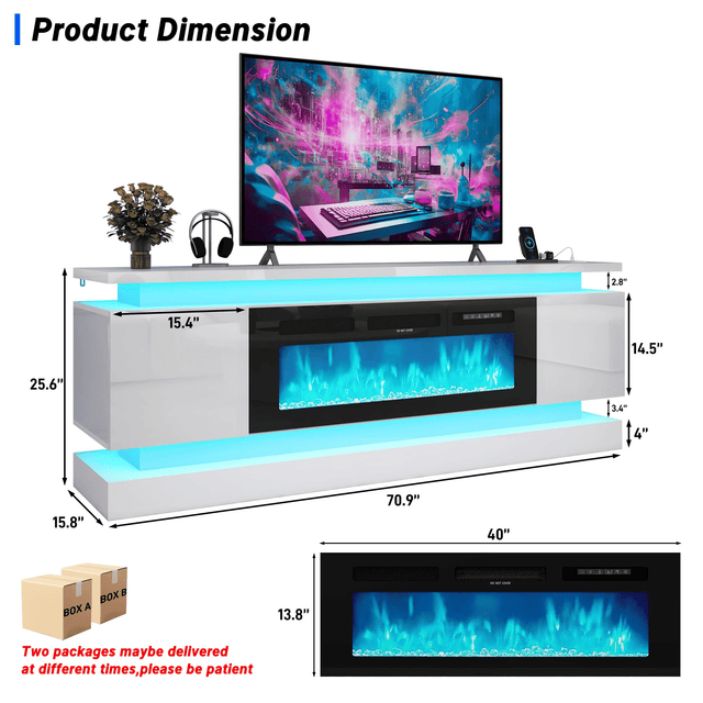 71"/ 81" Modern Electric Fireplace TV Stand Entertainment Center