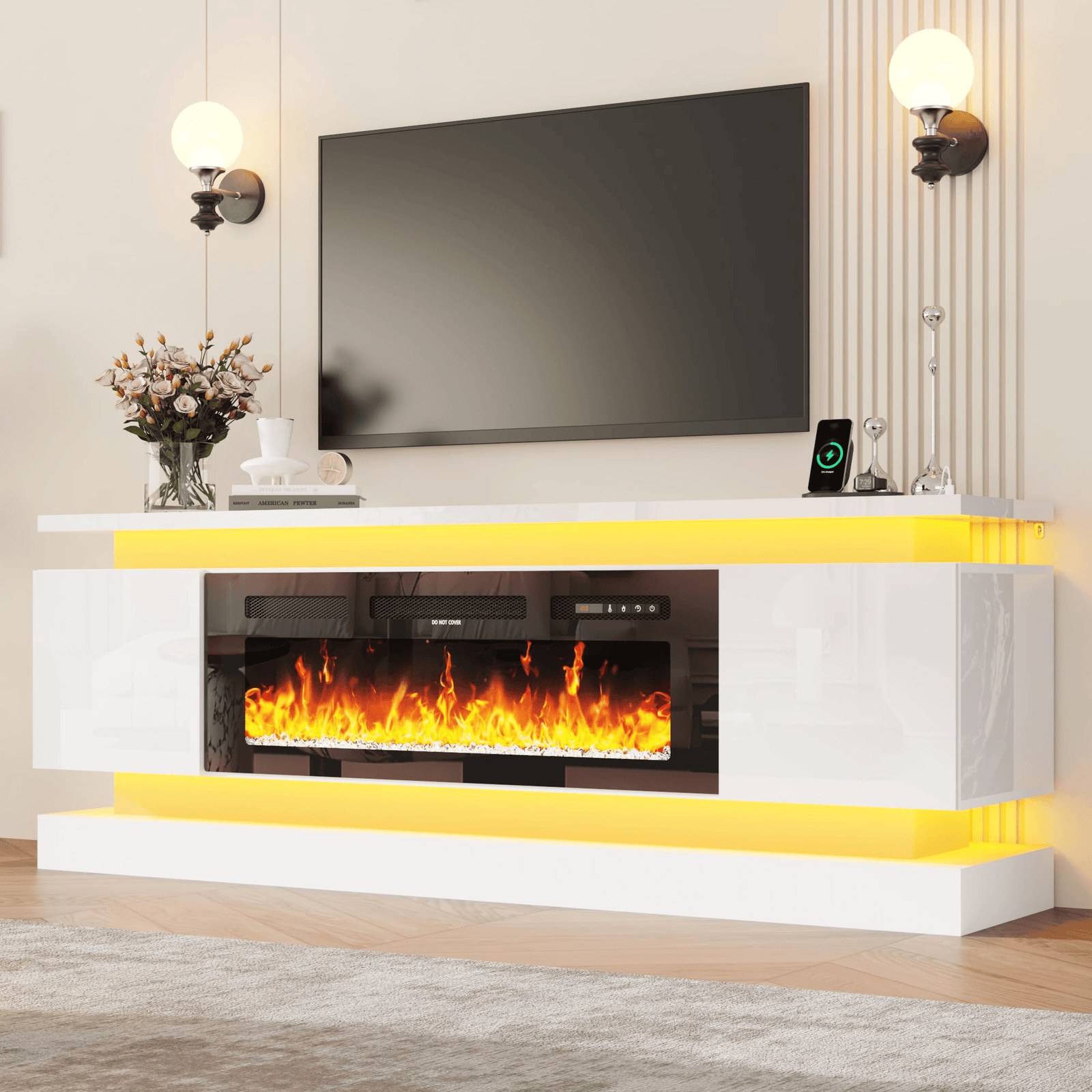 71"/ 81" Modern Electric Fireplace TV Stand Entertainment Center