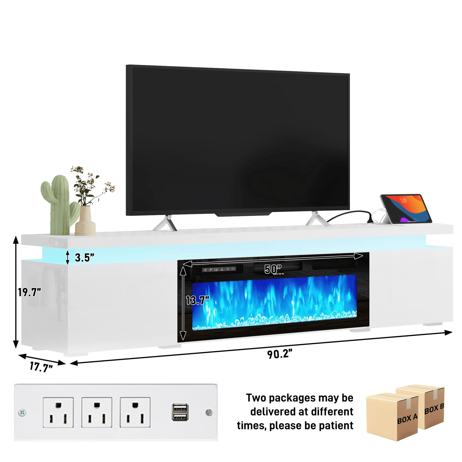 Electric Fireplace 71'/ 83“/ 90.2” Modern TV Stand Entertainment Center