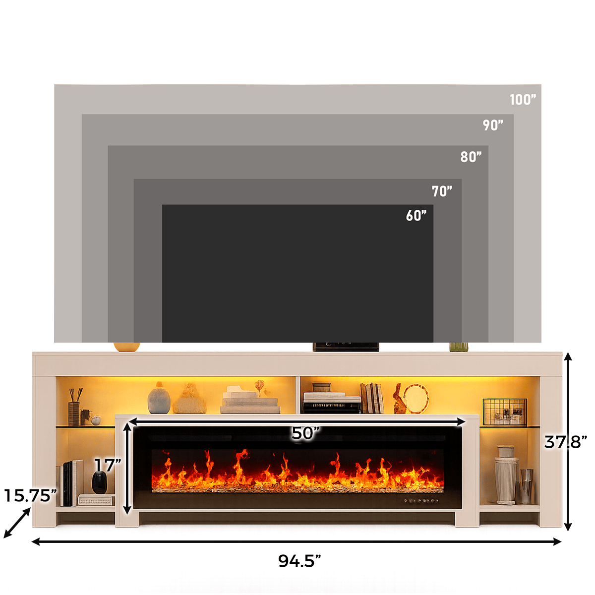 Electric Fireplace 82"/ 94.5" TV Stand Entertainment Center