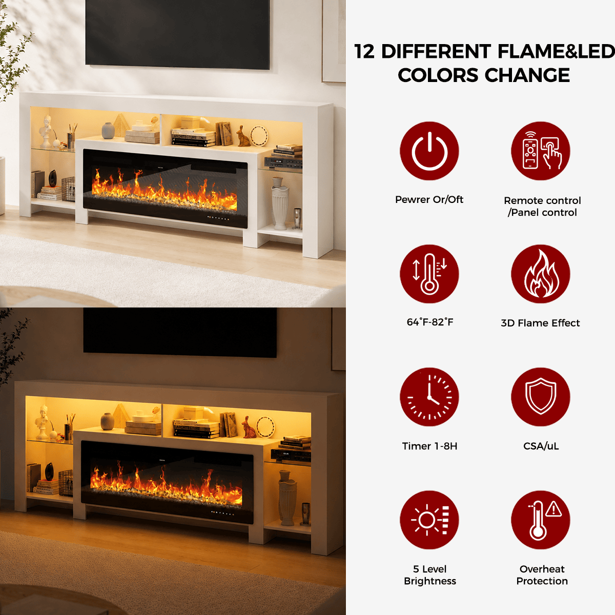 Electric Fireplace 82"/ 94.5" TV Stand Entertainment Center
