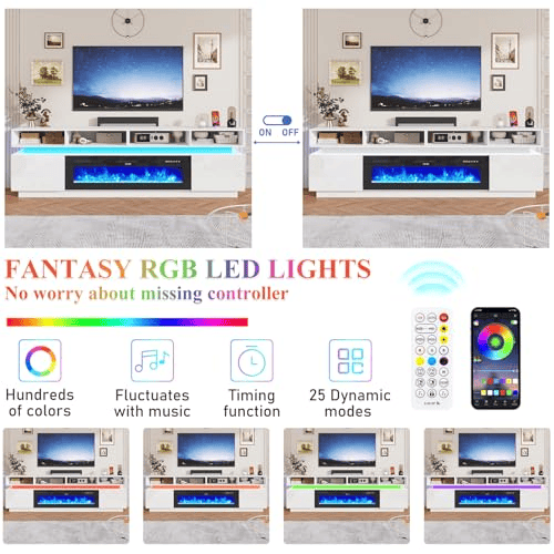 Electric Fireplace 63"/ 71"/ 82.7"/ 92.5" TV Stand Entertainment Center