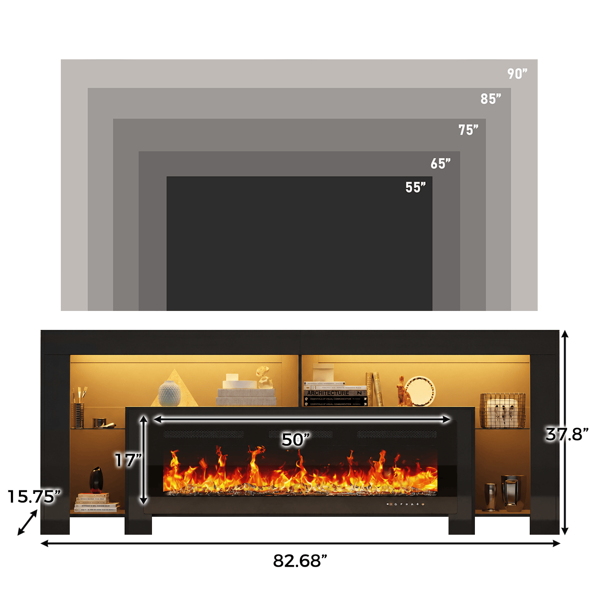 Electric Fireplace 82"/ 94.5" TV Stand Entertainment Center